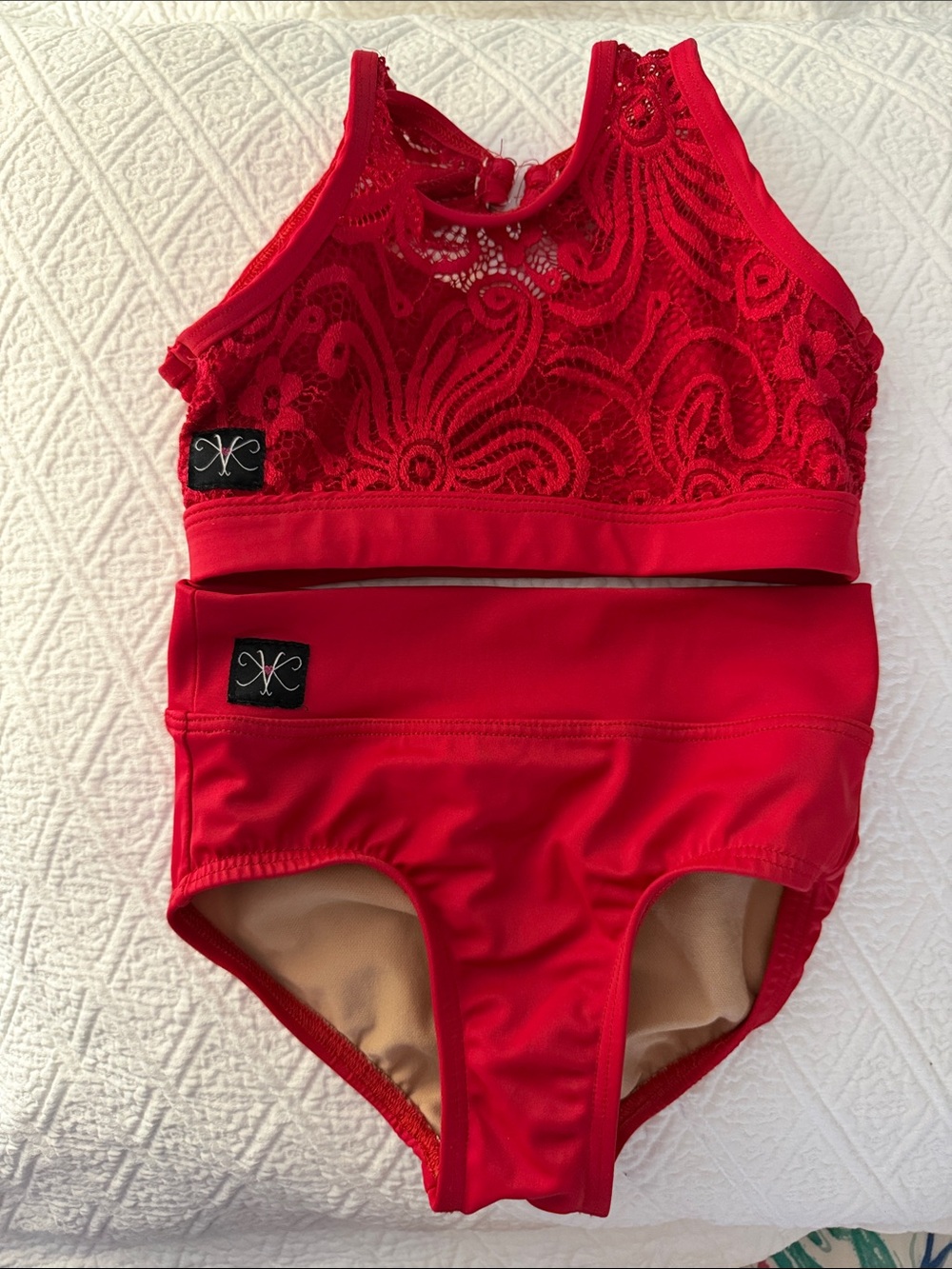 Red Lace-Front Kids Matching Set - Brand: